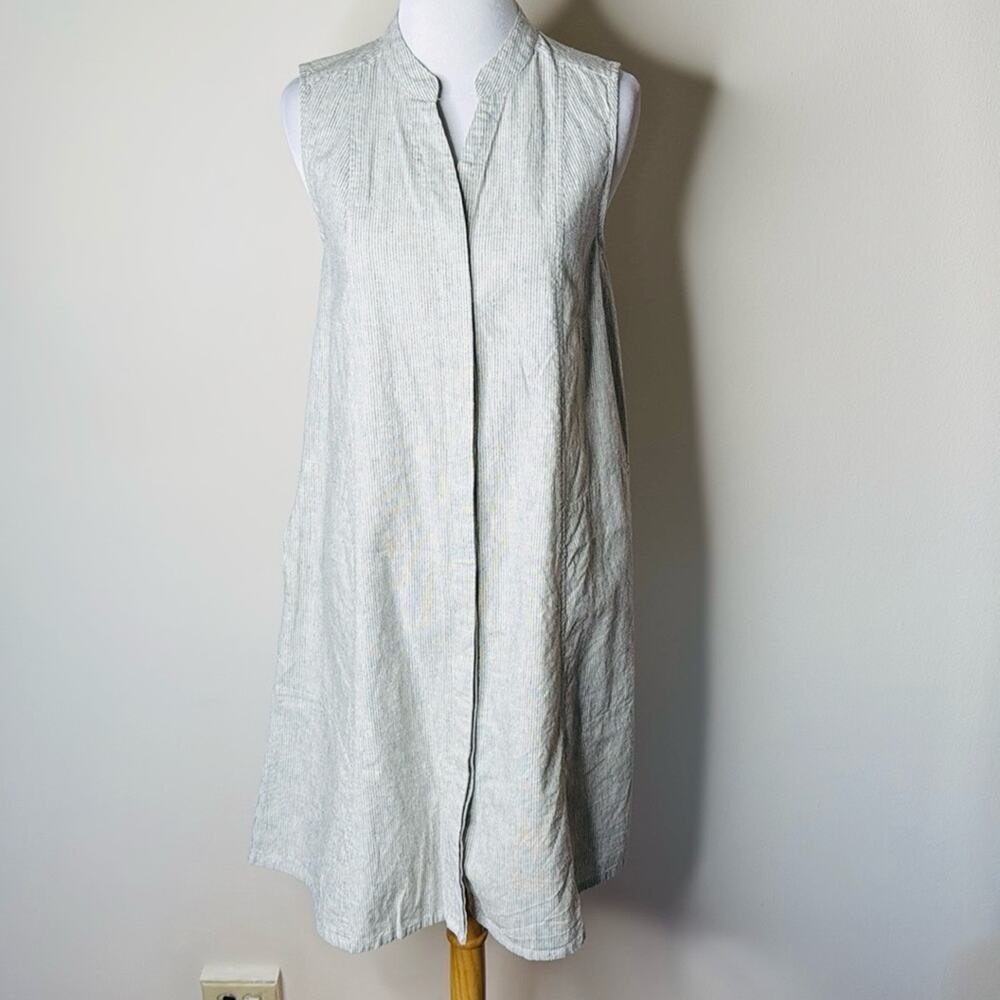 Nau Black and White Print Hemp Shift Dress with Pockets